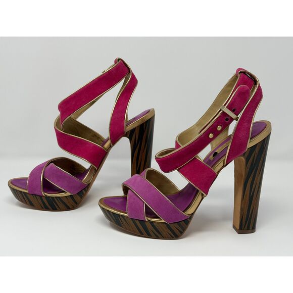 BCBG Max Azria Milan Platform Shoes Pink Purple Suede 5.5 inch Heel Size 10B - Picture 3 of 9